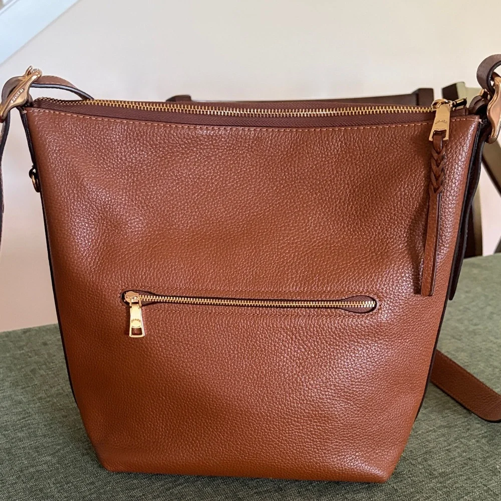 Coach Val Duffle Shoulder Bag Redwood Brown w Gold Pebbled Leather EUC - Picture 2 of 16